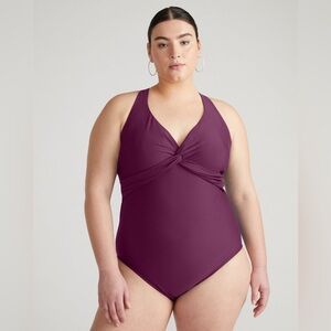 Universal standard the swimsuit in purple one piece tie back